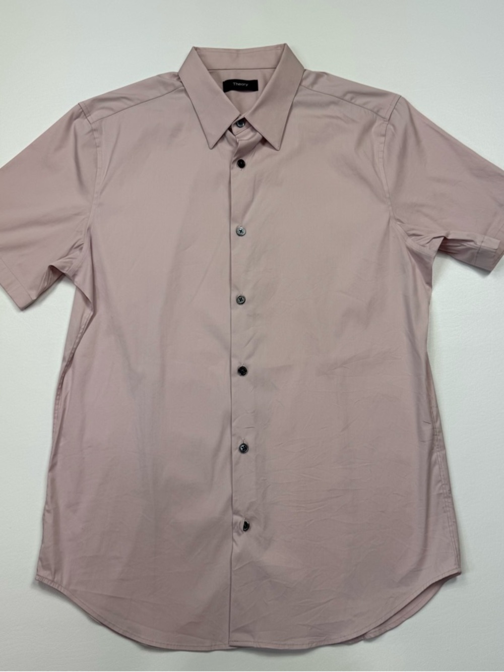 Theory Men's Short-Sleeve Button-Up Shirt in Dusty Pink Size Medium